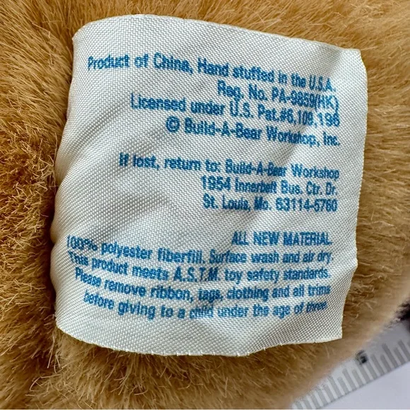 90s Build a Bear Teddy Brown Stitched Nose Plush Toy 14” Stuffed Animal Retired - Picture 9 of 9